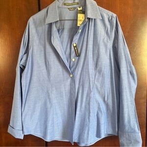 Women’s Eddie Bauer Blue Dress Shirt long sleeve large NWT